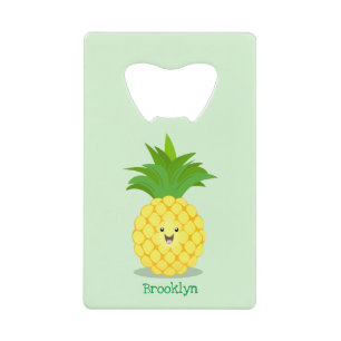 Cute pineapple cartoon illustratie kredietkaart flessenopener