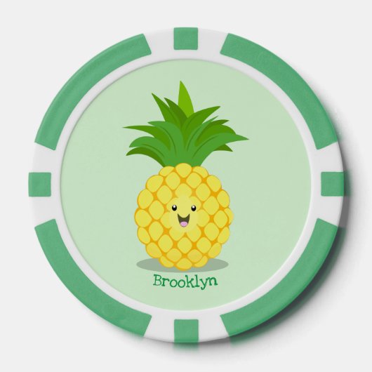 Cute pineapple cartoon illustratie poker chips (Voorkant)