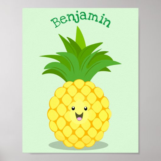 Cute pineapple cartoon illustratie poster (Voorkant)