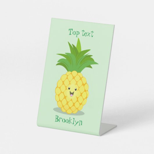 Cute pineapple cartoon illustratie reclamebord met voetstuk (Voorkant)
