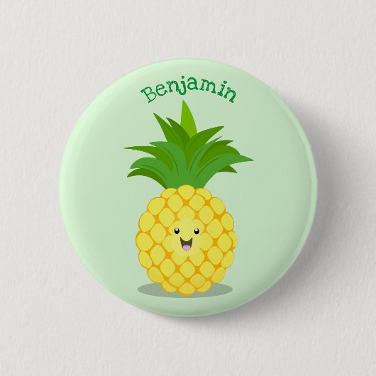 Cute pineapple cartoon illustratie ronde button 5,7 cm (Voorkant)