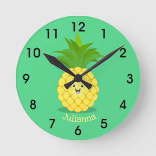 Cute pineapple cartoon illustratie ronde klok