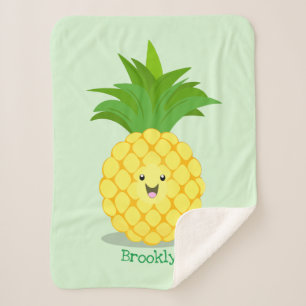 Cute pineapple cartoon illustratie sherpa deken