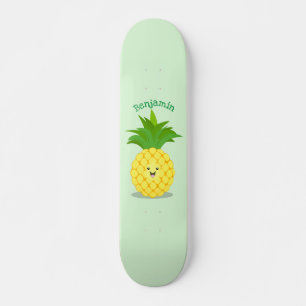 Cute pineapple cartoon illustratie skateboard