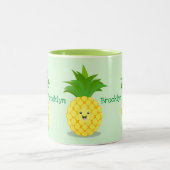 Cute pineapple cartoon illustratie tweekleurige koffiemok (Center)