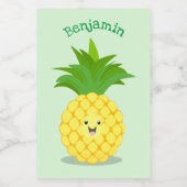 Cute pineapple cartoon illustratie voedselcontainer etiket (Enkel label)