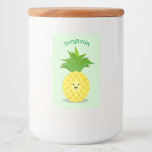 Cute pineapple cartoon illustratie voedselcontainer etiket