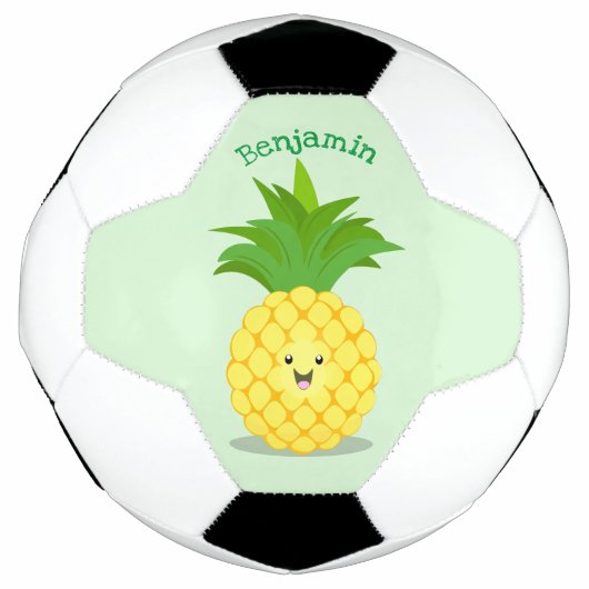 Cute pineapple cartoon illustratie voetbal (Voorkant)