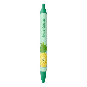 Cute pineapple cartoon illustratie zwarte inkt pen