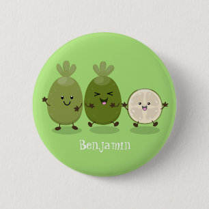 Cute pineapple guava feijoa cartoon ronde button 5,7 cm