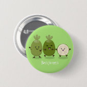 Cute pineapple guava feijoa cartoon ronde button 5,7 cm (Voorkant /achterkant)