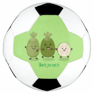 Cute pineapple guava feijoa cartoon voetbal