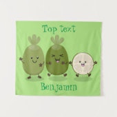 Cute pineapple guava feijoa cartoon wandkleed (Voorkant (horizontaal))