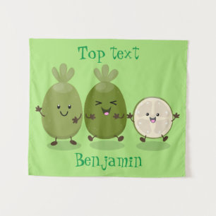 Cute pineapple guava feijoa cartoon wandkleed