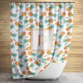 Cute Pineapple Pattern Monogram Douchegordijn