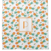 Cute Pineapple Pattern Monogram Douchegordijn (Voorkant)