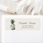 Cute Pineapple Tropical Flowers Address Label (Insitu)