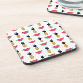 Cute Pineapple & Watermelon Doodle Pattern Bier Onderzetter (Linkerzijde)