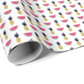Cute Pineapple & Watermelon Doodle Pattern Cadeaupapier (Rol Hoek)