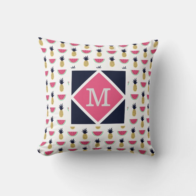 Cute Pineapple & Watermelon Doodle Pattern Kussen (Voorkant)