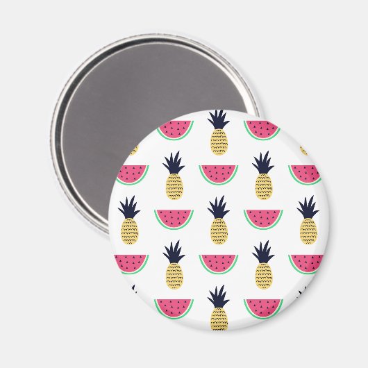Cute Pineapple & Watermelon Doodle Pattern Magneet (Voorkant / Achterkant)