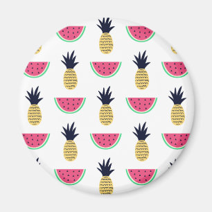 Cute Pineapple & Watermelon Doodle Pattern Magneet