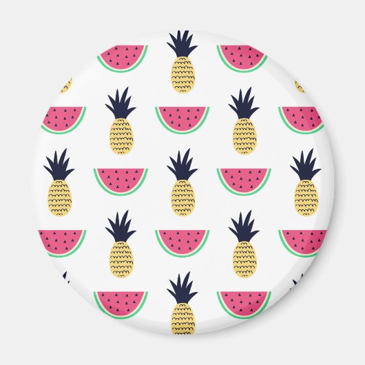 Cute Pineapple & Watermelon Doodle Pattern Magneet (Voorkant)