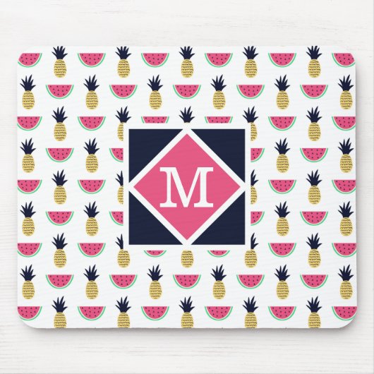 Cute Pineapple & Watermelon Doodle Pattern Muismat (Voorkant)