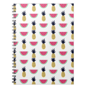 Cute Pineapple & Watermelon Doodle Pattern Notitieboek