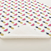 Cute Pineapple & Watermelon Doodle Pattern Sherpa Deken (3/4)