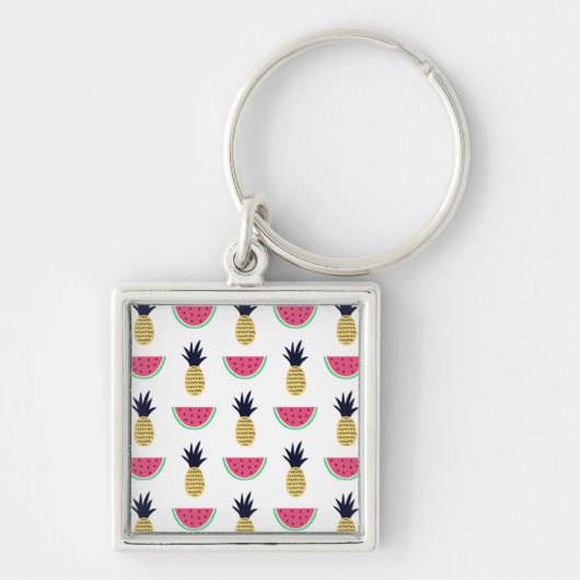 Cute Pineapple & Watermelon Doodle Pattern Sleutelhanger (Voorkant)