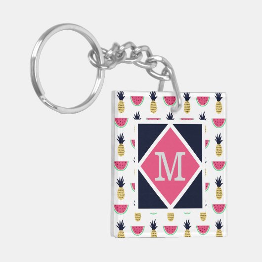 Cute Pineapple & Watermelon Doodle Pattern Sleutelhanger (Voorkant Links)