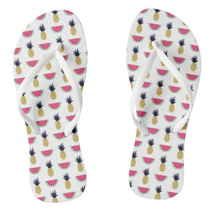 Cute Pineapple & Watermelon Doodle Pattern Teenslippers