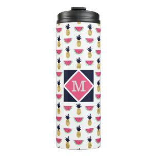 Cute Pineapple & Watermelon Doodle Pattern Thermosbeker