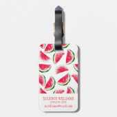 Cute Pineapple & Watermelon Pattern Bagagelabel (Achterkant verticaal)