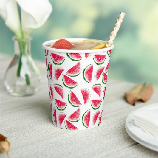 Cute Pineapple & Watermelon Pattern Papieren Bekers (Insitu)