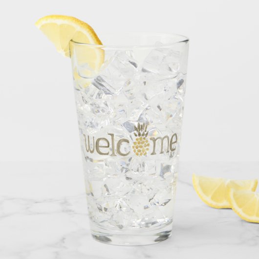 Cute Pineapple Welcome Waterverf Glass Glas (Voorkant ijs)