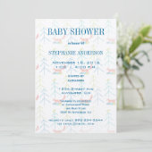 Cute Pines Fox Baby Boy Shower Invitations Kaart (Staand voorkant)