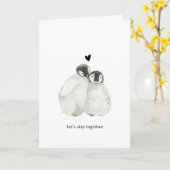 Cute pingouin couple carte de voeux valentine (Fleur jaune)