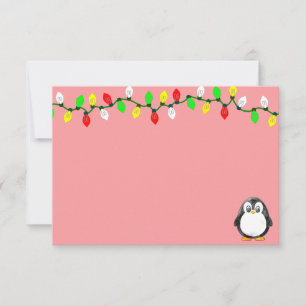 Cute Pinguïn Cartoon Aangepaste Kerstmis Notitiekaartje