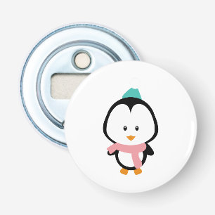 Cute pinguin cartoon button flesopener