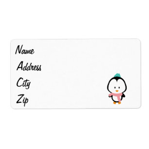Cute pinguin cartoon etiket