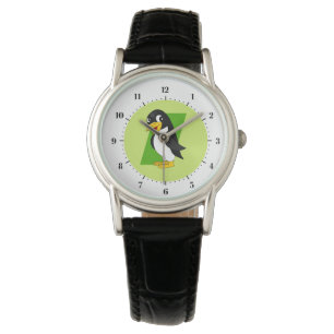 Cute pinguin cartoon horloge