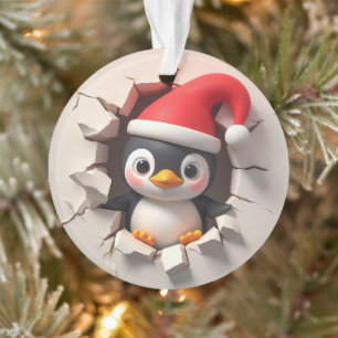 Cute Pinguïn Dubbelzijdige Kerstversiering Ornament