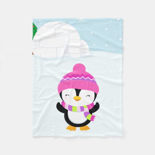 Cute pinguin fleece deken (Voorkant)