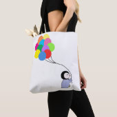 Cute pinguin houdballonnen canvas tas (Dichtbij)