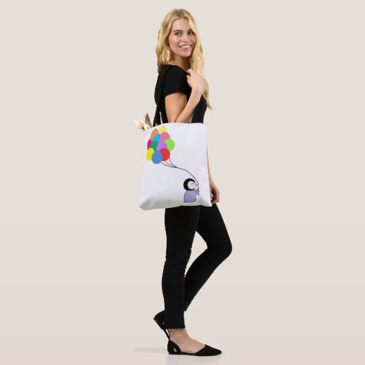 Cute pinguin houdballonnen canvas tas (Op model)