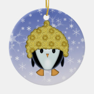 Cute Pinguïn in Hoed Ornament
