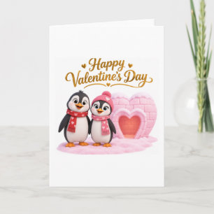 Cute Pinguïn Koppel Valentijnsdag Wenskaart Kaart