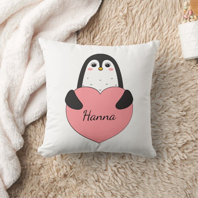 Cute pinguïn met hart kussen (Deken)